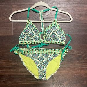 PrAna Cool Green Sundial Bikini Swim Suit